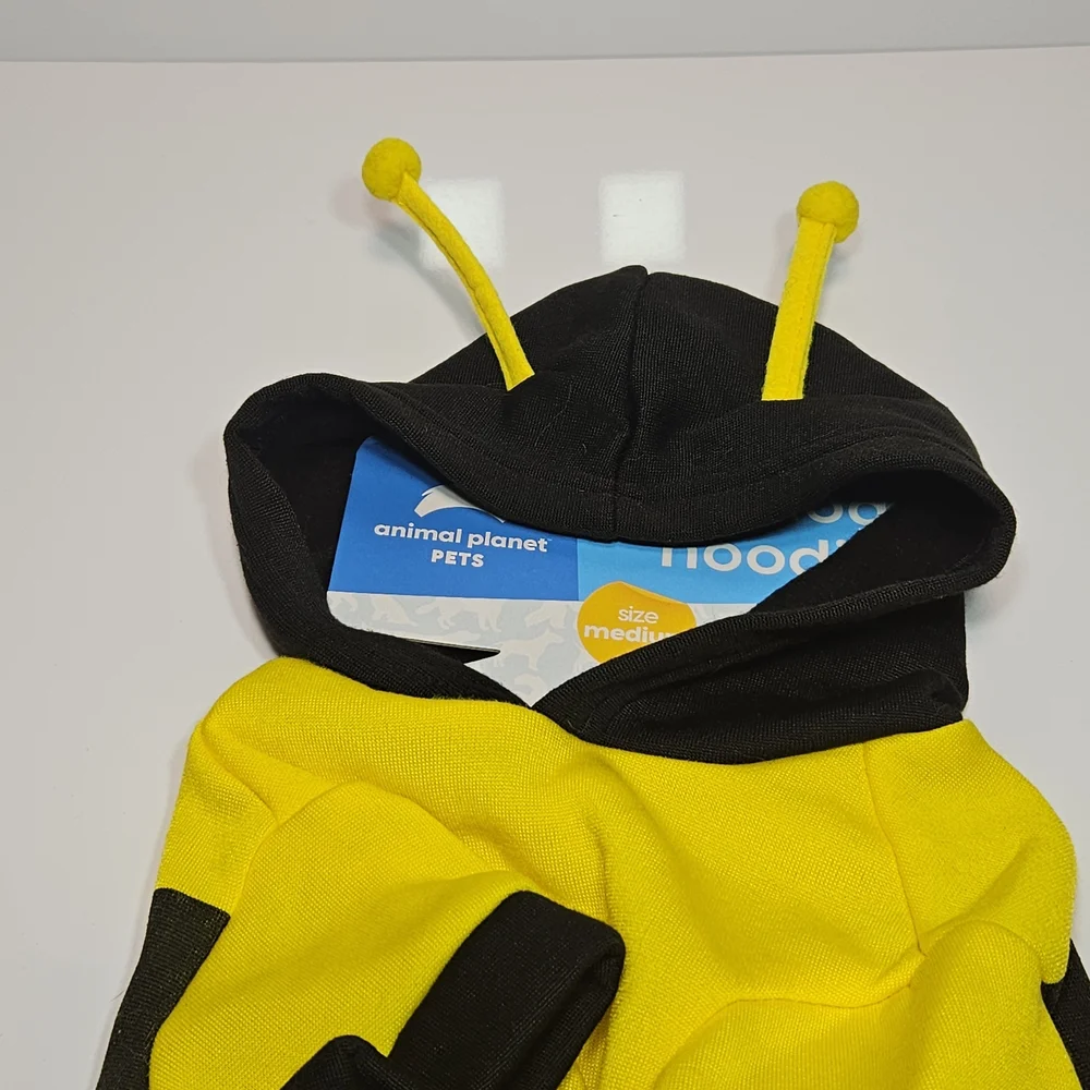 Animal Planet Yellow and Black Bumble Bee Dog Hoodie - Size Medium